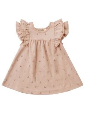 Quincy Mae Organic Cotton Baby Girl Dress | Pink Cherry Print | 12-18 Months